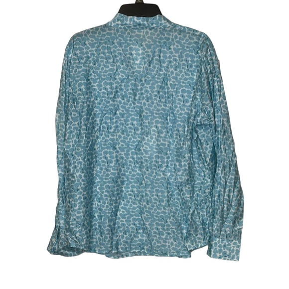 VanHeusen Women's Long Sleeve Cuffed Button Up Shirt Blue Leopard Print XL NWT - Picture 8 of 8